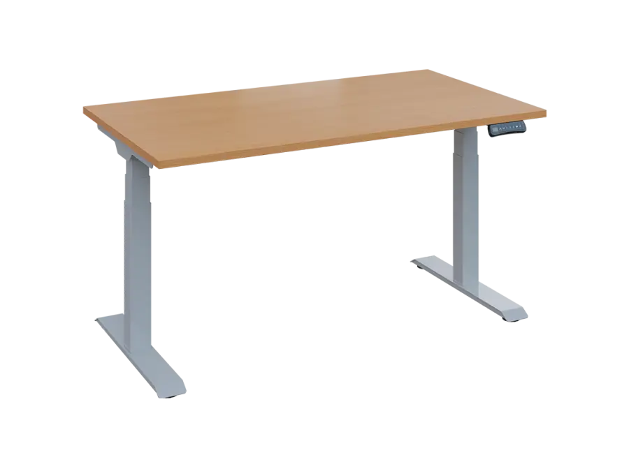 Fleximax 28-14 výškově nastavitelný stůl, kovová podnož stříbrná, deska 25 mm, široký 1400 mm, buk royal